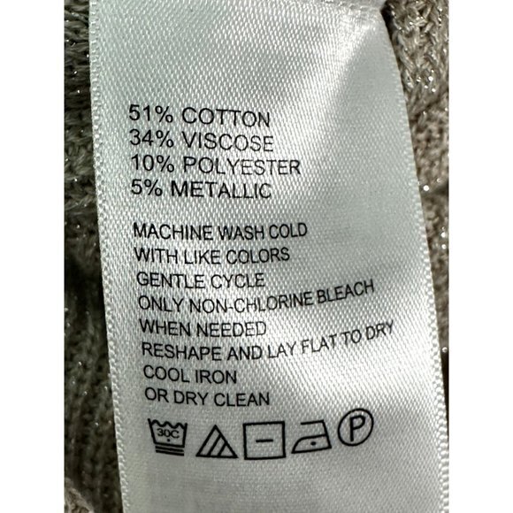 TOMMY BAHAMA LADIES 1/2 ZIP FRONT BEIGE SWEATER W/SILVER THREADING (XS)  OVERSIZ - Picture 4 of 5